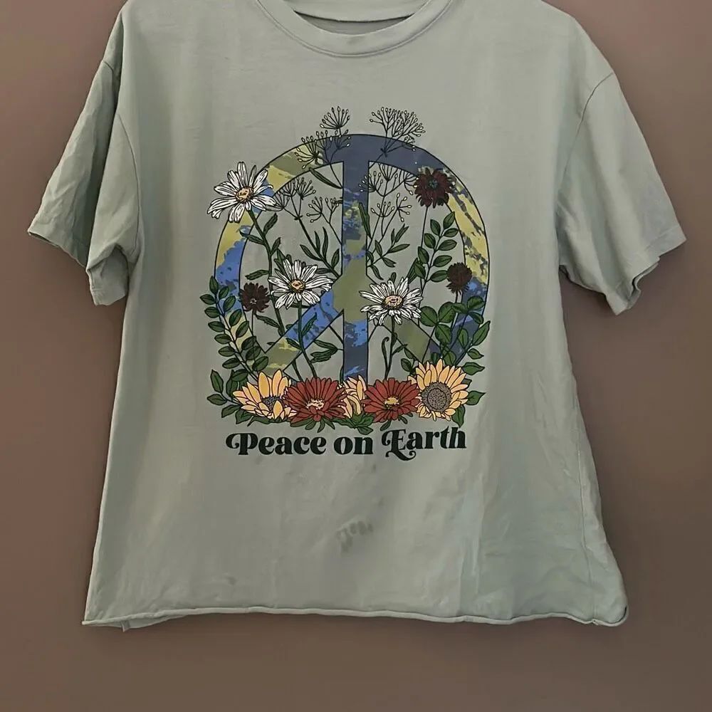 Awake Peace on Earth Cotton T shirt Medium
